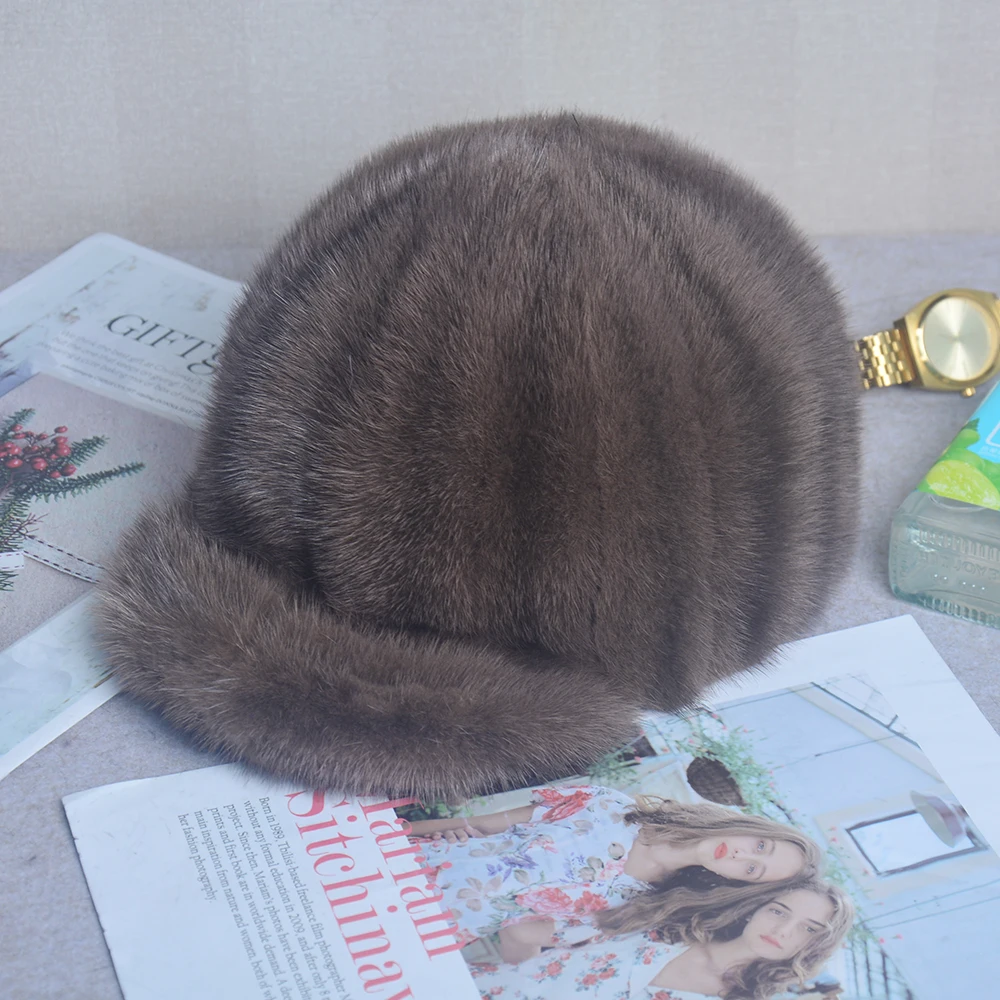 

New Style Fashion Lady Real Mink Fur Hats Luxury Women Casual 100% Natural Mink Fur Hat Winter Warm Girls Genuine Mink Fur Cap