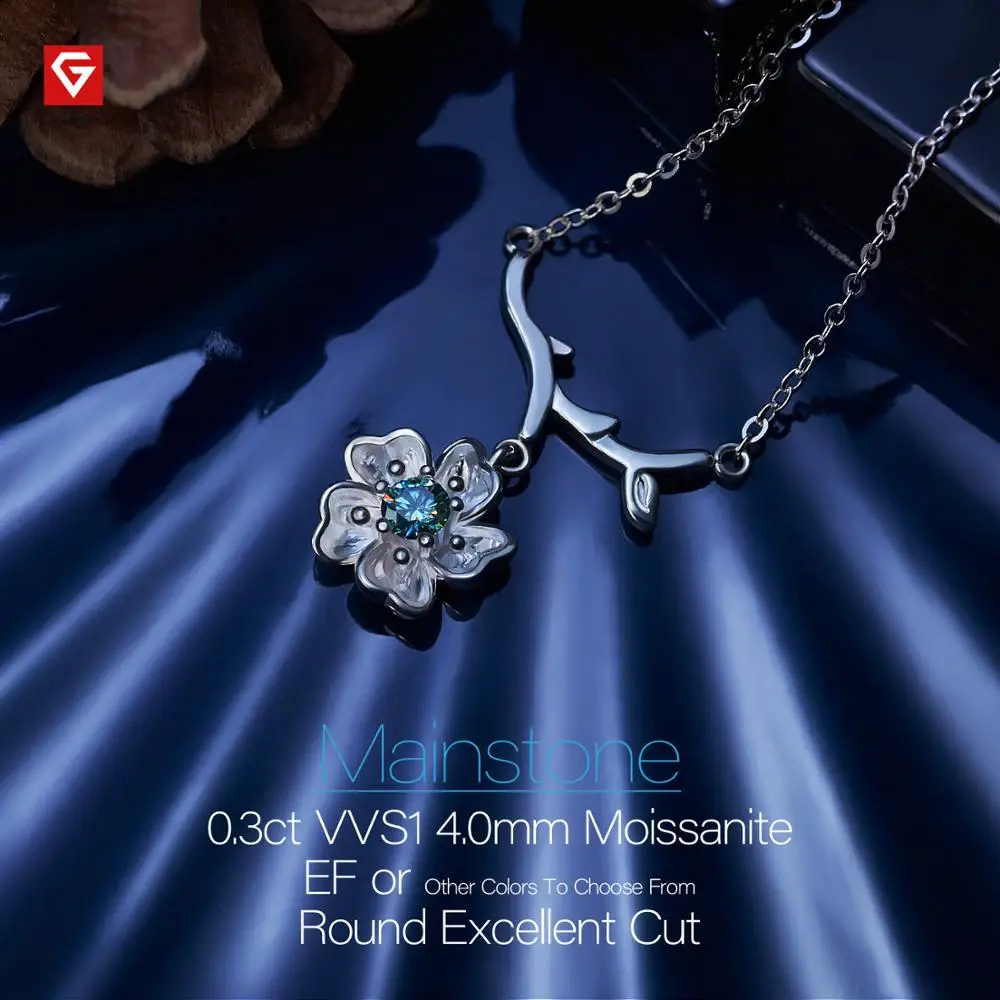 GIGAJEWE 0.3ct 4 мм зеленый круглый 18 К покрытый белым золотом 925 Серебряный Муассанит ожерелье с бриллиантами проверенные ювелирные изделия подарок для женщин и девочек