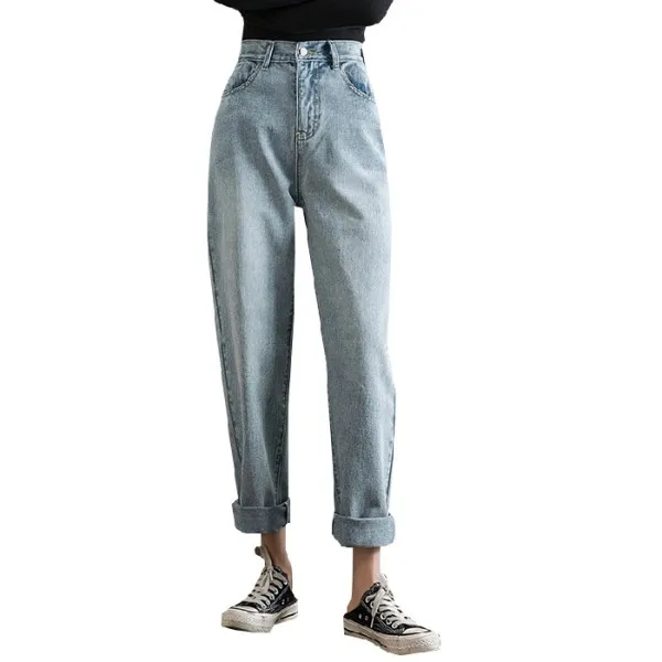 

ZHISILAO Straight Jeans Women Vintage Loose High Waist Denim Pants Jeans Plus Size Boyfriend Mom Harem Jeans Spring 2021