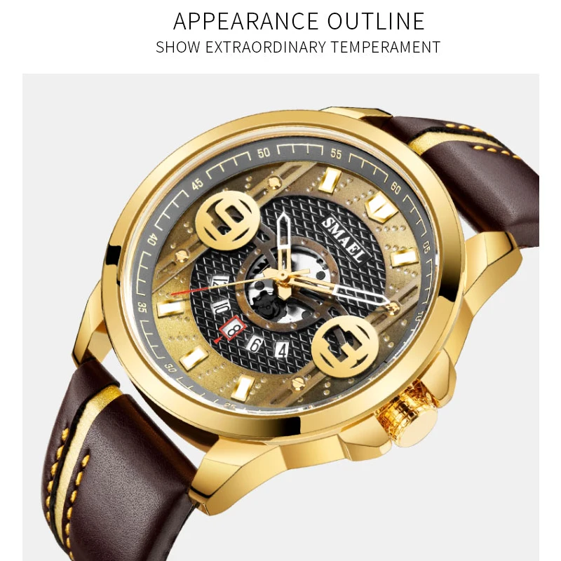 

Luxury Quartz Mens Watches Sport Clock Fashion Waterproof Casual Leather Men Wristwatch Top Brand New Relogio Masculino