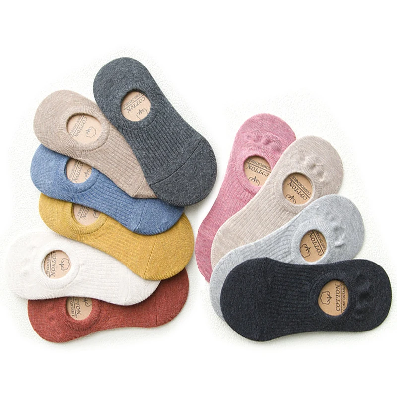 

Носки-невидимки женские хлопчатобумажные Нескользящие, повседневные короткие тапочки, силиконовые, европейские размеры 35-40, 5 пар