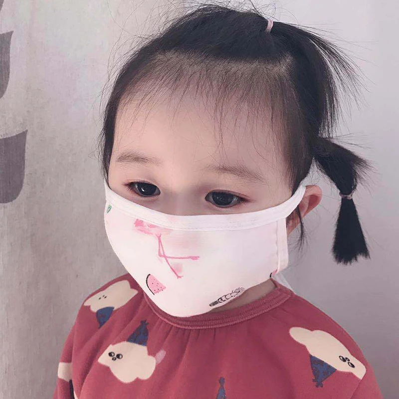 Хлопковая 8 слоев марли Ветрозащитная маска для лица Детские маски теплые милые