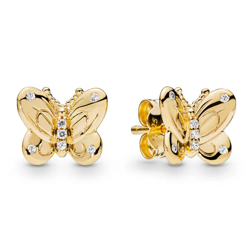 Настоящее 925 пробы серебряные оригинальные золотые блестящие декоративные