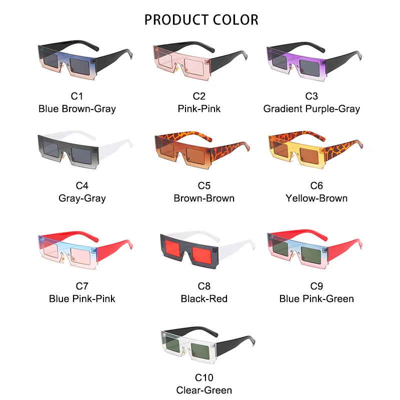 

ROYAL GIRL Square Vintage Sunglasses Women One Piece Colors Male Sun Glasses Flat Top Female Presents 2021 Dropshipping Ss304