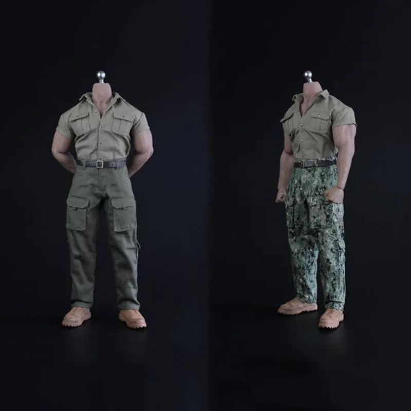 

XM02 1/6 Scale Male Explorer Army Green Shirt Trousers Fit For 12inches Figure Action Model Doll M34 M35 Muscle Body Accessories