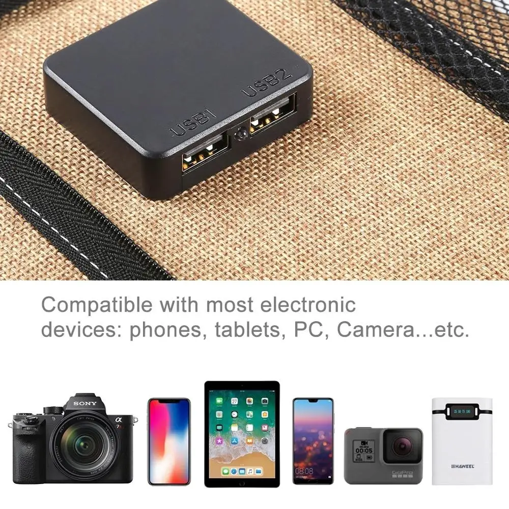 Складная сумка 28 Вт с солнечной панелью и 2 USB-портами для зарядки мобильных