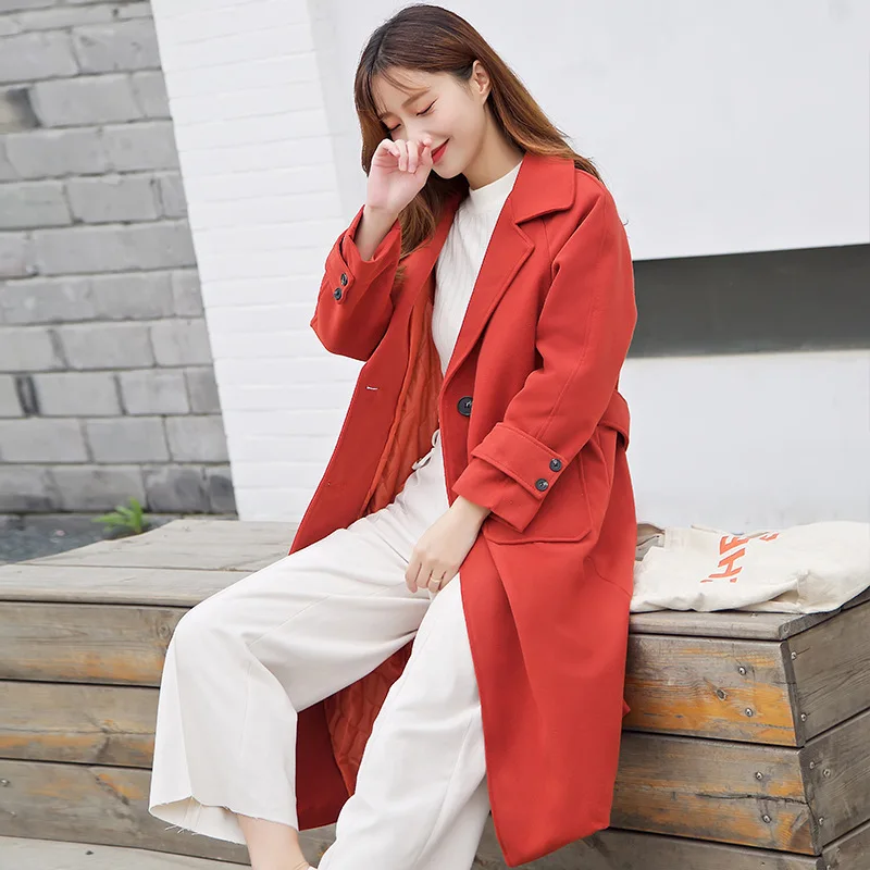 

JCHB 2021 Fashion Long Winter Casual Loose Wool Coats Turn-down Collar Wool Blend Coat and Jacket Single Breasted Coat Femenino