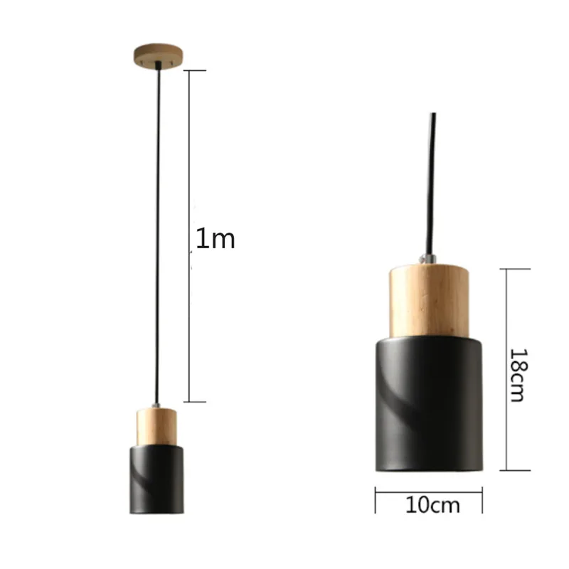 

Home Nordic Pendant Lights LED Wood Loft Hanging Lamp Colorful Aluminum DecorationLighting fixtures For Kitchen Restaurant E27