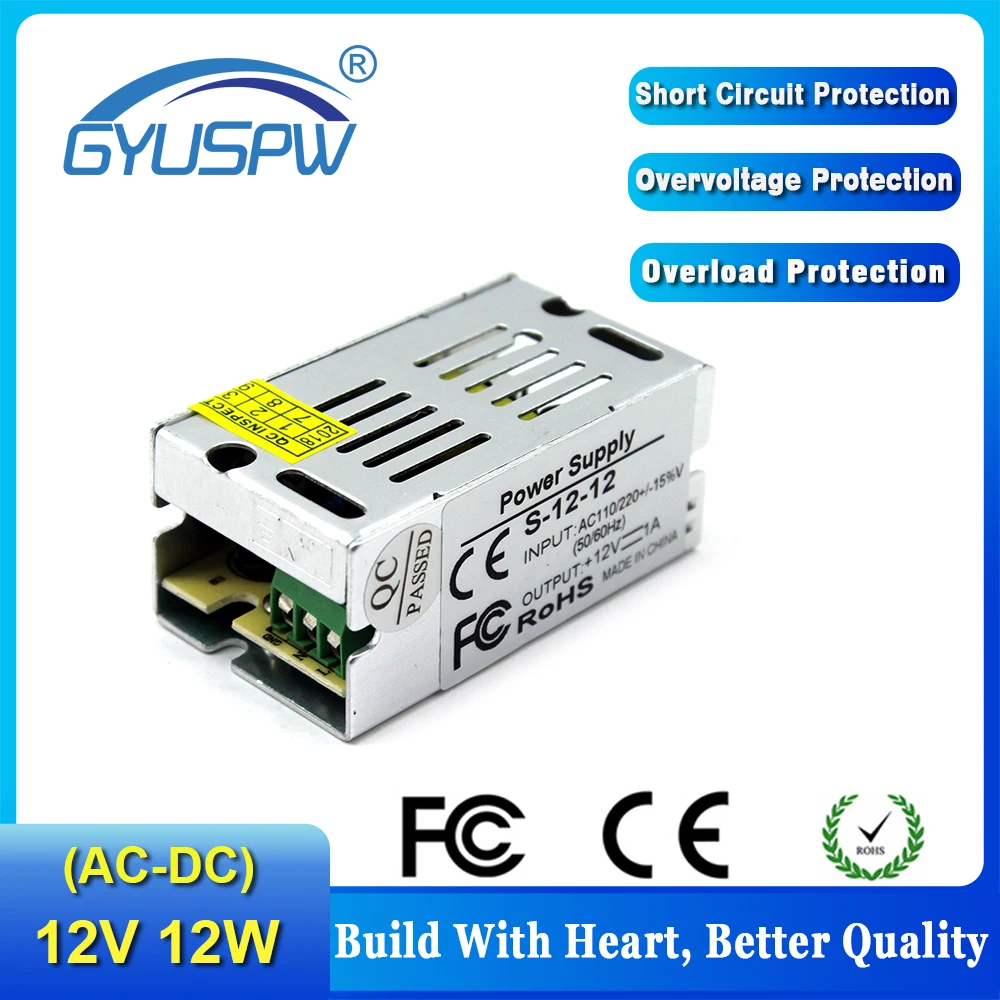 Миниатюрный импульсный источник питания постоянного тока 12 В 1 а Вт адаптер