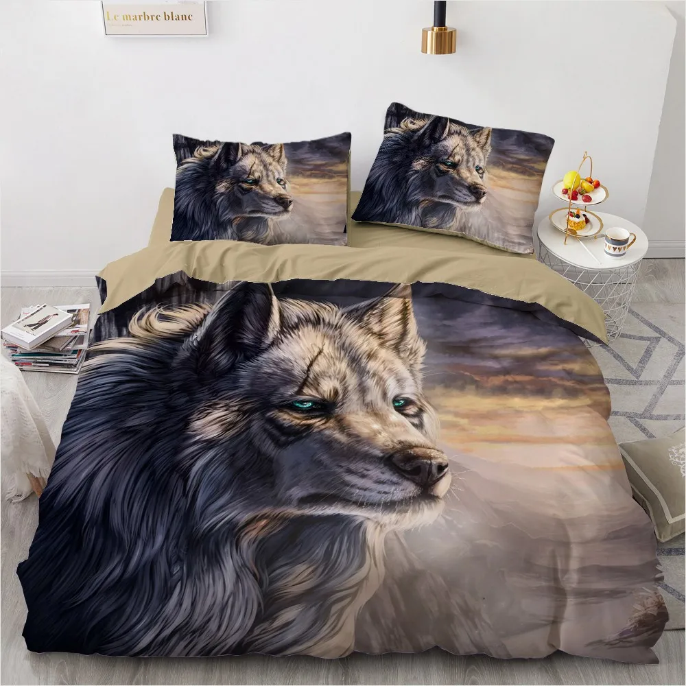 

3D Custom Design Black Bedding Set Wolf Duvet Cover Sets Animal Comforther Cases Pillow Slips King Queen Super King Twin Size