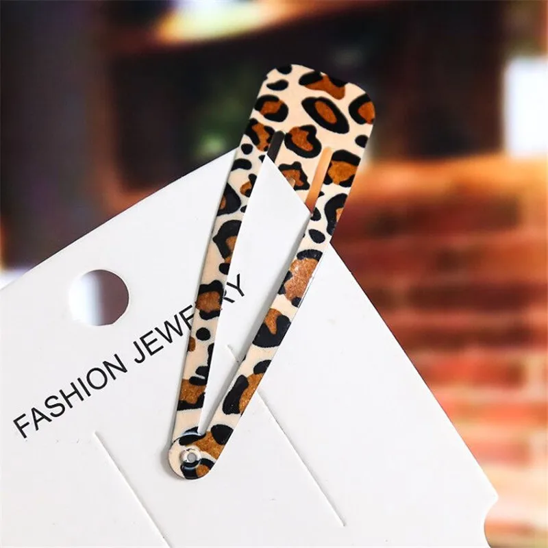 

5pcs/lot Snakeskin Spotted Hairpin Water Drop Hollow Bb Clip Kids Headwear Children Hair Accessories Baby Bb Clips