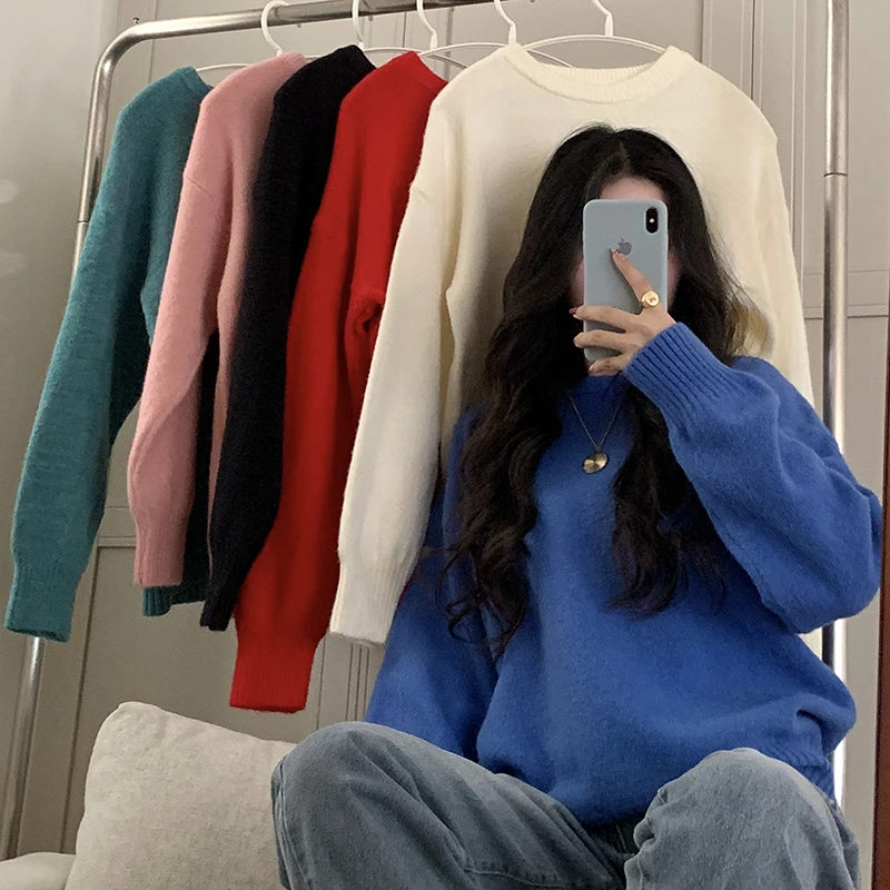 

Control to film qiu dong han edition sets loose languid is lazy wind restoring ancient ways brim pure color long sleeve sweater