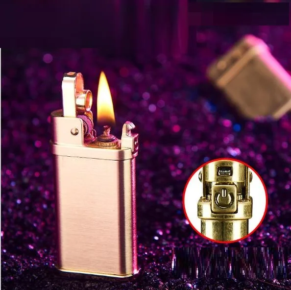

Retro style semi-automatic ejection safety bronze personalized kerosene lighter