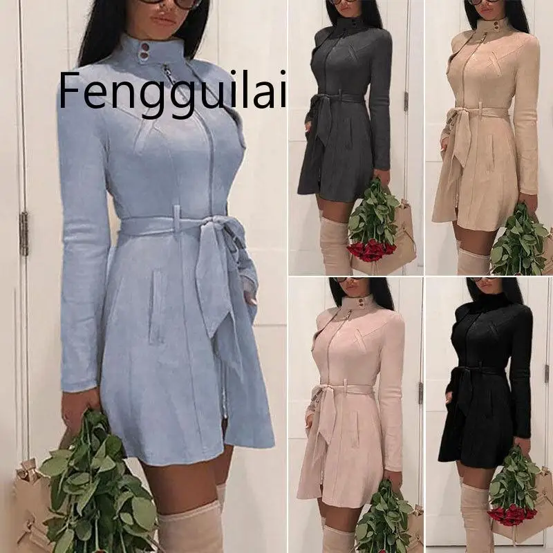 

2020 Beige Blue Grey New Women Winter Coat Fashion Women Long Sleeve Warm Trench Coat Ladies Casual Long Jacket Outwear Parka To