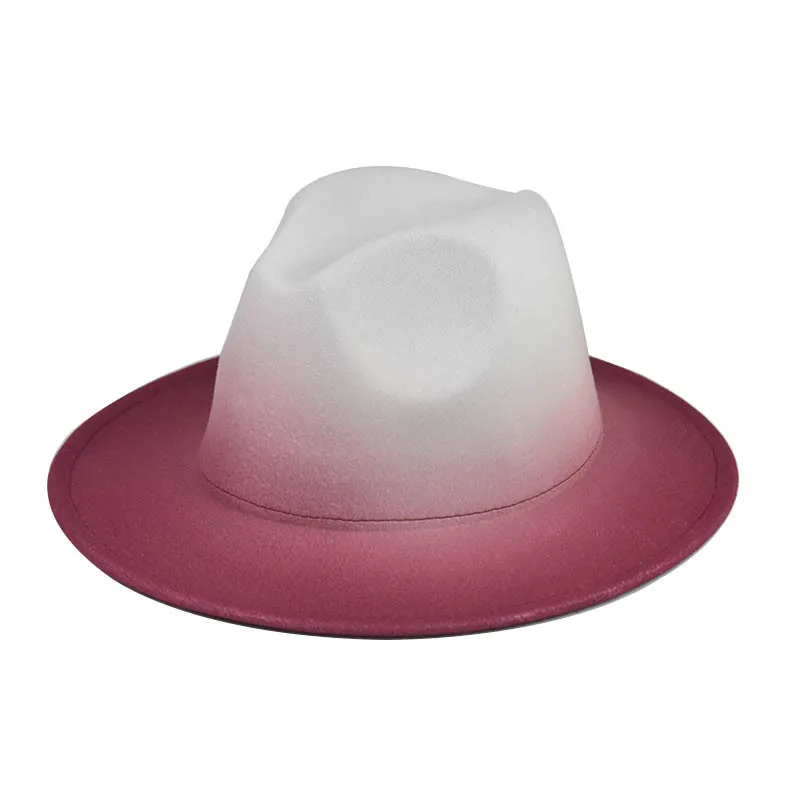 

2021 Fashion gradient color top hat woolen solid color hat men big-brimmed felt hat autumn and winter jazz hat woman