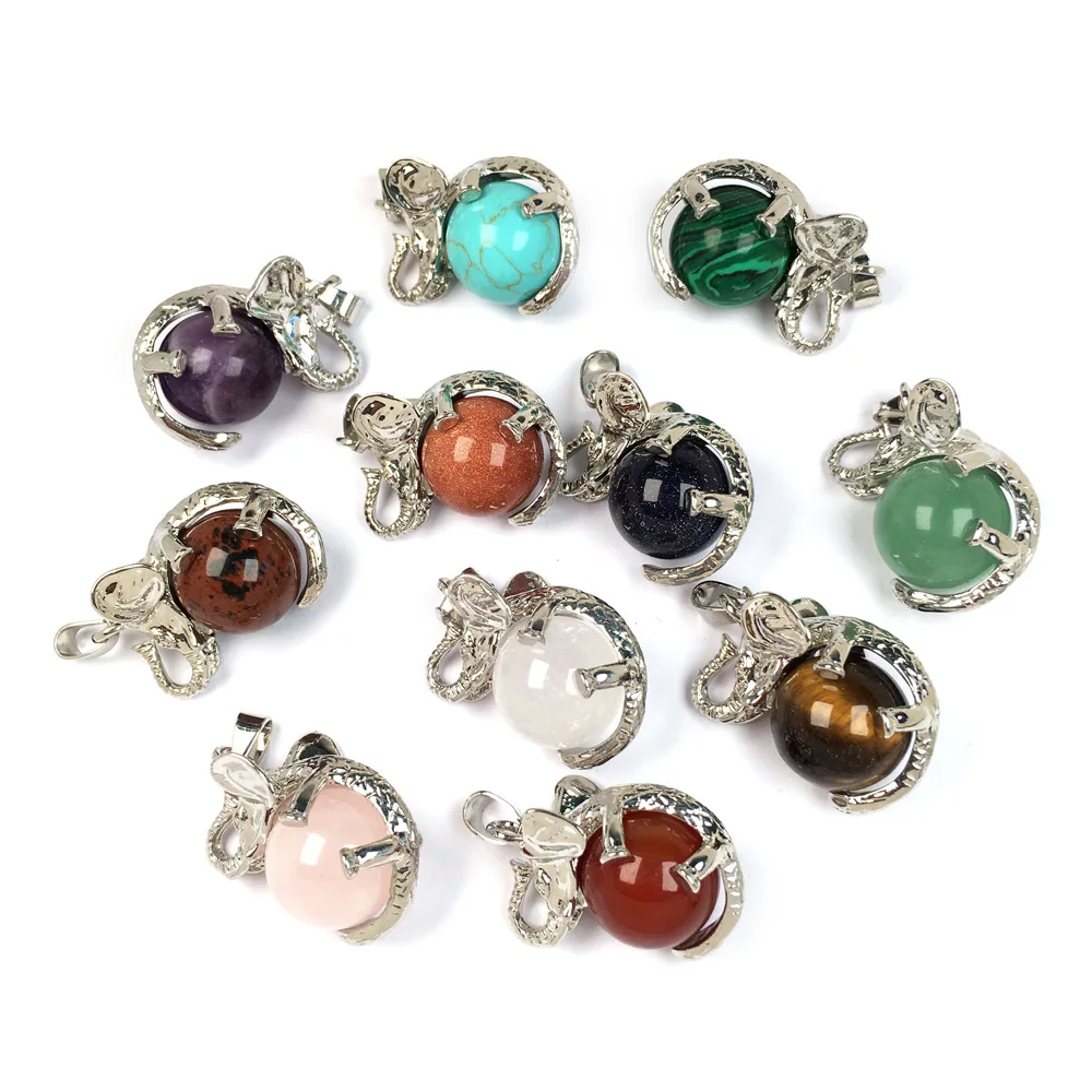 Подвеска из натуральных камней хрустальный кулон в виде слона круглые каменные