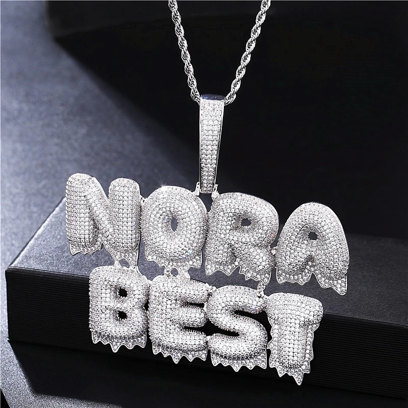 

Hip Hop Custom Necklace Name Mens Rhinestone Zircon Iced Out Letter Pendant Chain Luxury Gift Jewelry Tennis Necklace