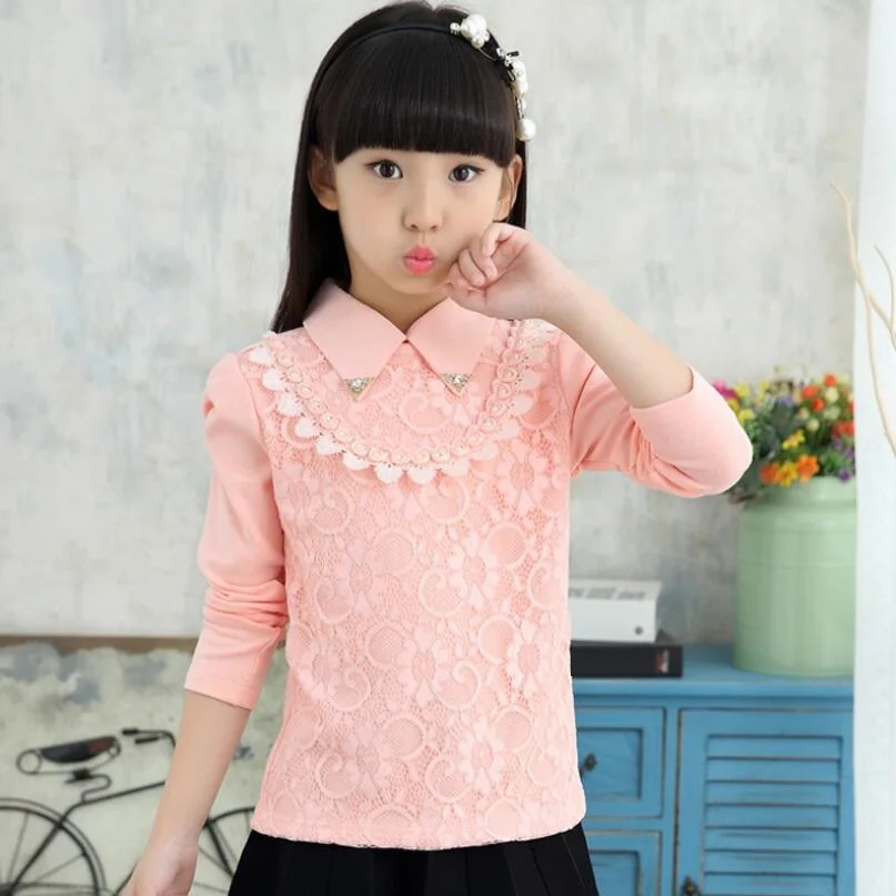 2020 Школьная блузка для девочек-подростков кружевные рубашки топы Осенняя