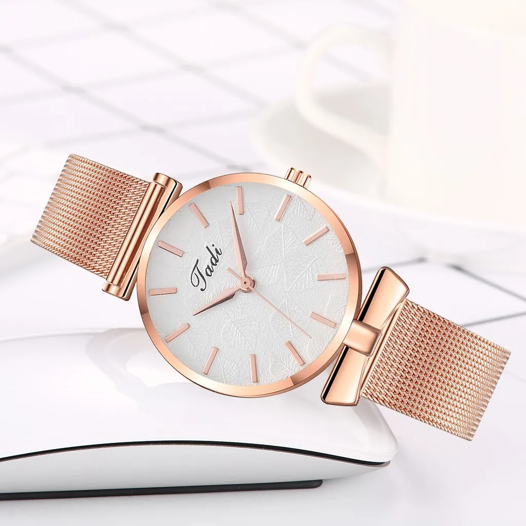

lady watch for woman Sleek Minimalist Calendar Stainless Steel Mesh Belt Woman Quartz Watch complementos mujer relog mujer#F35