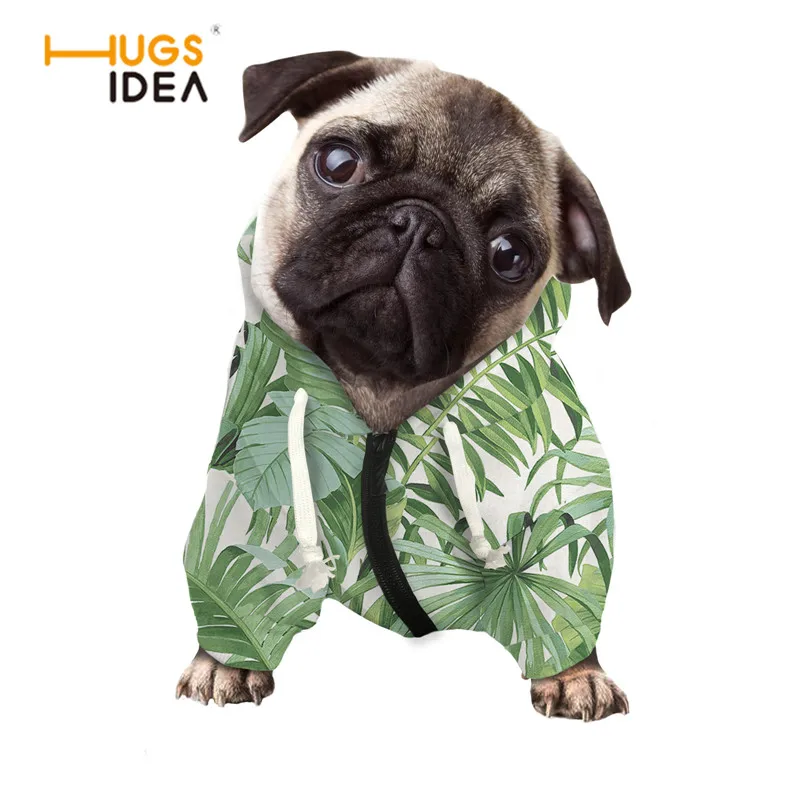 

Hawaiian Tropical Plants Pattern Clothes for Dogs Pet Casual Hooded Sweat Fashion Style Dogs Coat Costume 2021