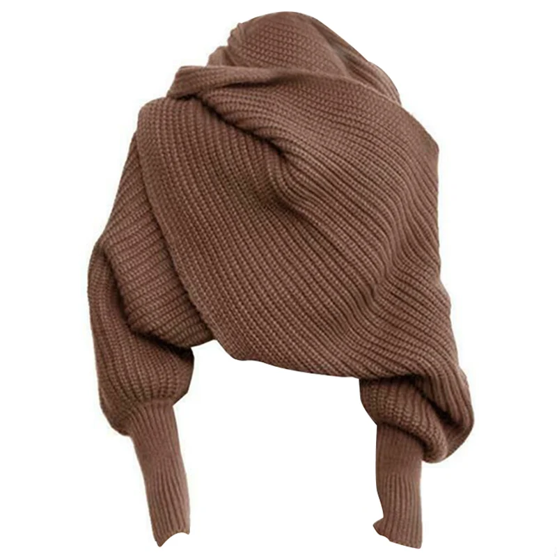 

Unisex Fashion Knitted Scarf with Sleeves Long Wraps Shawls for Winter Autumn d88