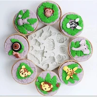 fondant forest animal silicone molds elephant lion monkey chocolate molds tropical theme molds for cupcake baking decorations