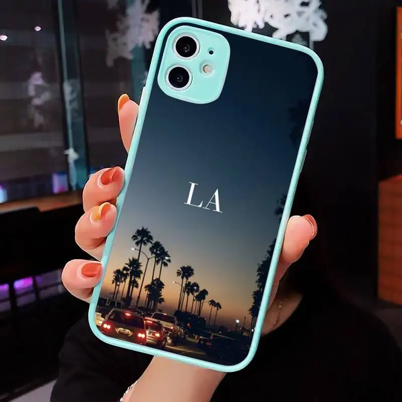 

Travel Los Angeles California Phone Case Matte transparent For blue iPhone 12 Mini 11 Pro XR XS Max 7 8 Plus X Back Cover