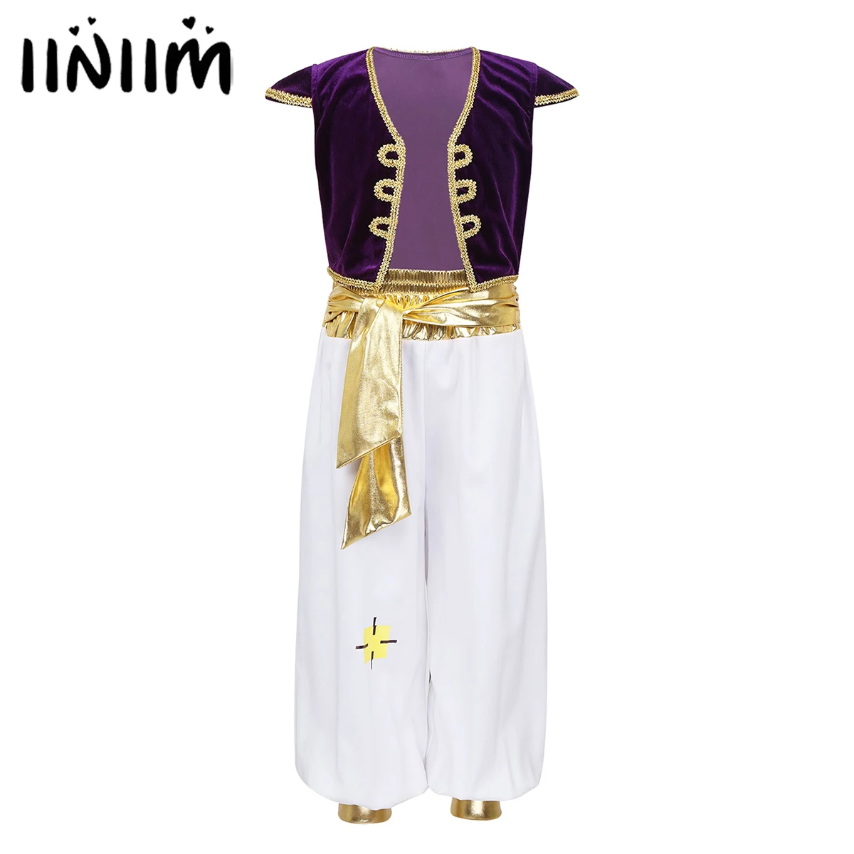 

iiniim Kids Boys Arabian Prince Fancy Cosplay Costumes Cap Sleeves Vest Waistcoat with Pants Set for Halloween Dress Up