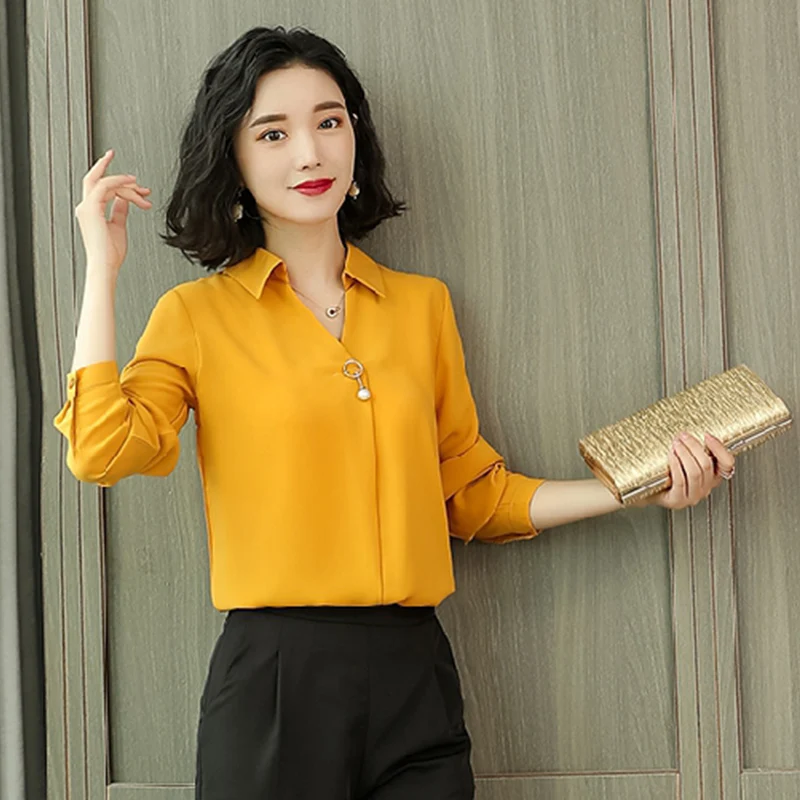 Новинка осень весна женские топы и блузки рубашки с длинным рукавом 2018