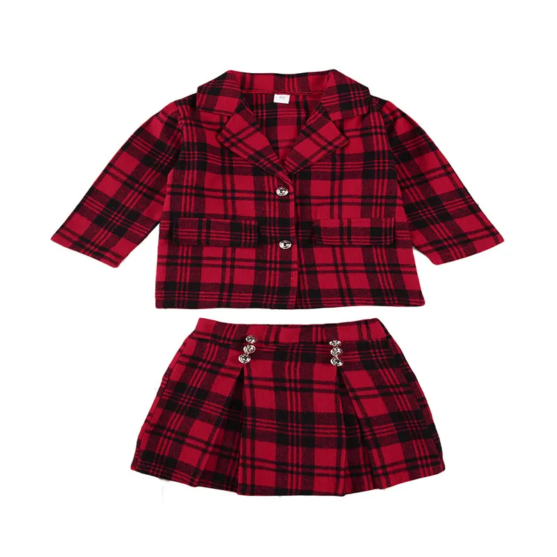 Комплект одежды для маленьких девочек Осенняя Детская одежда модная красная