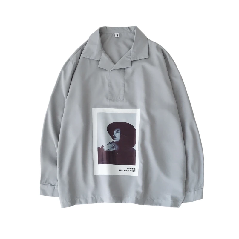 

2019 Autumn New Korean Version Of European And American Style Casual Loose Picture Print Large Size Long Sleeve Shirt