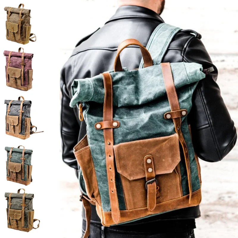 

Motorcycle Backpack Retro Wearable Motorcyclist Waterproof Bag Vintage leather Motocross Saddle Bag Travel Luggage Moto Suitcase