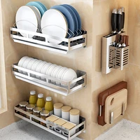 304 stainless steel wall mounted kitchen storage rack dish drainer plate drying pot cover cutlery holder oragnizer accessories