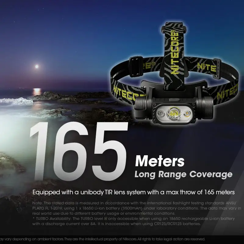 Налобный фонарь NITECORE HC65 V2 перезаряжаемый через USB 1750 лм фонарик 100 светодиодный
