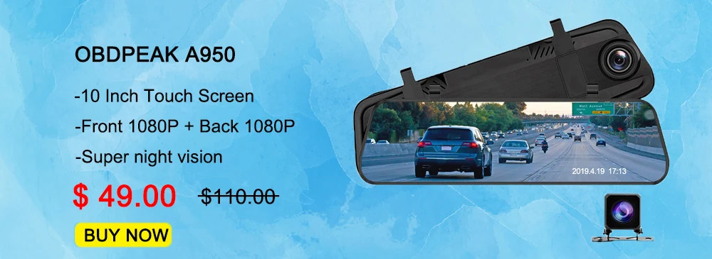 Full HD 1080P Автомобильный видеорегистратор Камера авто 4,3 дюймов зеркало заднего вида цифровой видеорегистратор Двойной объектив регистратор видеокамера