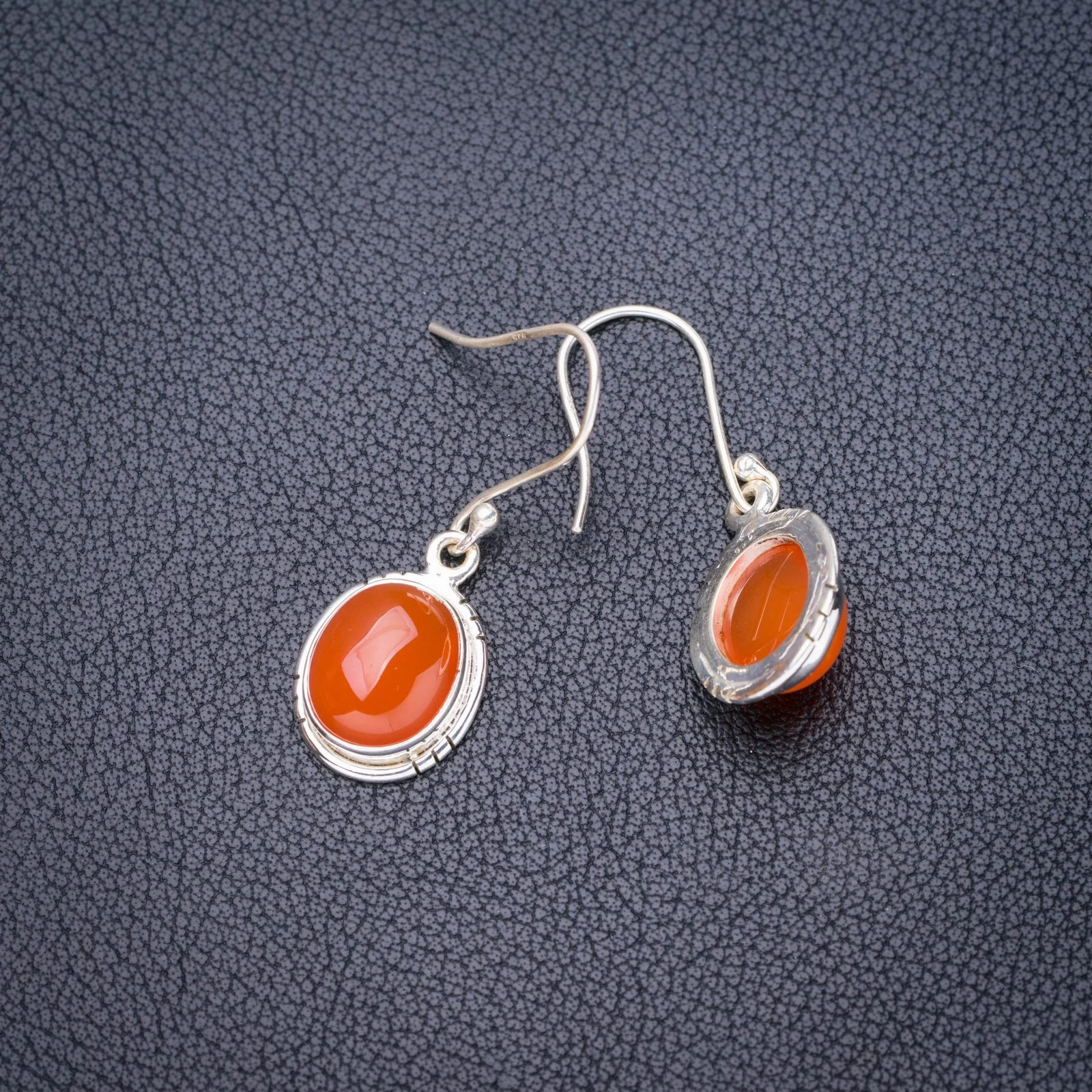 

StarGems Natural Carnelian Handmade 925 Sterling Silver Earrings 1.25" E5768
