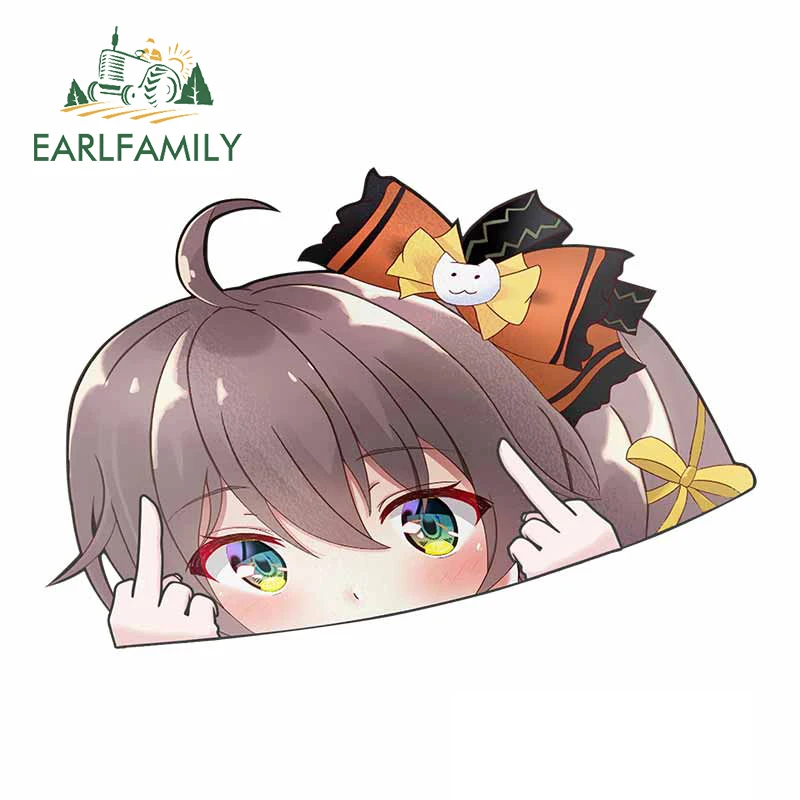 

EARLFAMILY Natsuiro Matsuri Hololive Peeker Car Sticker Big Head Anime Vinyl JDM Window Trunk 4X4 Decal Cartoon Car Accessories