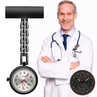 practical black nurse watch portable brooch t type chest pendant luminous digital dial small clock nurse doctor quartz watch