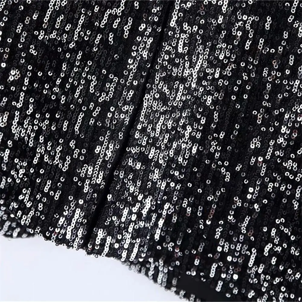 

Za women's new V-Neck long sleeve fashion lady's one button Sequin show thin sexy suit coat in early spring 2020