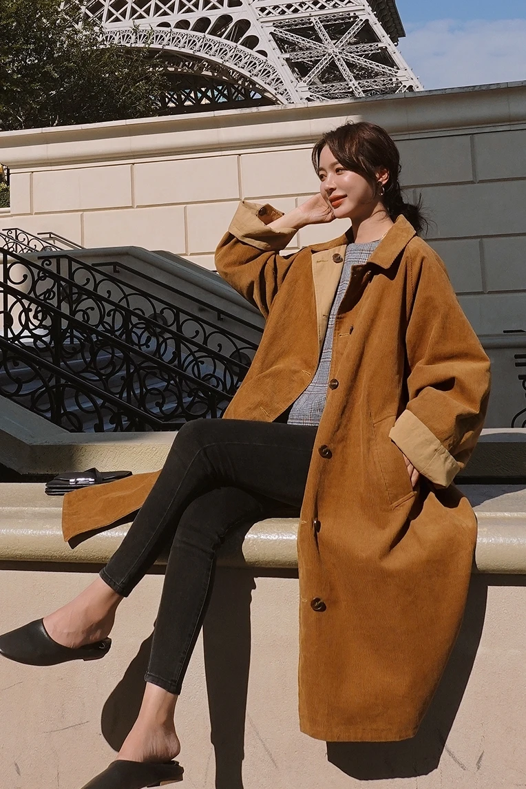 2020 Вельветовая ветровка Свободный плащ женский контроль мода новый любимый