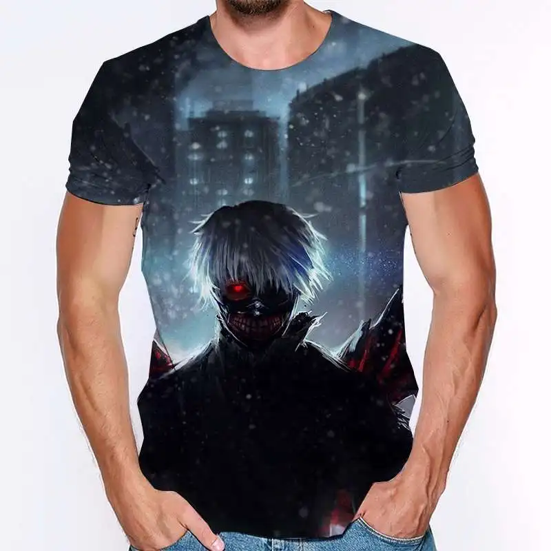 

2021 Summer New Tokyo Ghoul 3D T Shirt Men Fashion Casual Tshirts Oversize Short Sleeve Hip Pop Streetwear Tokyo Ghoul Women Top