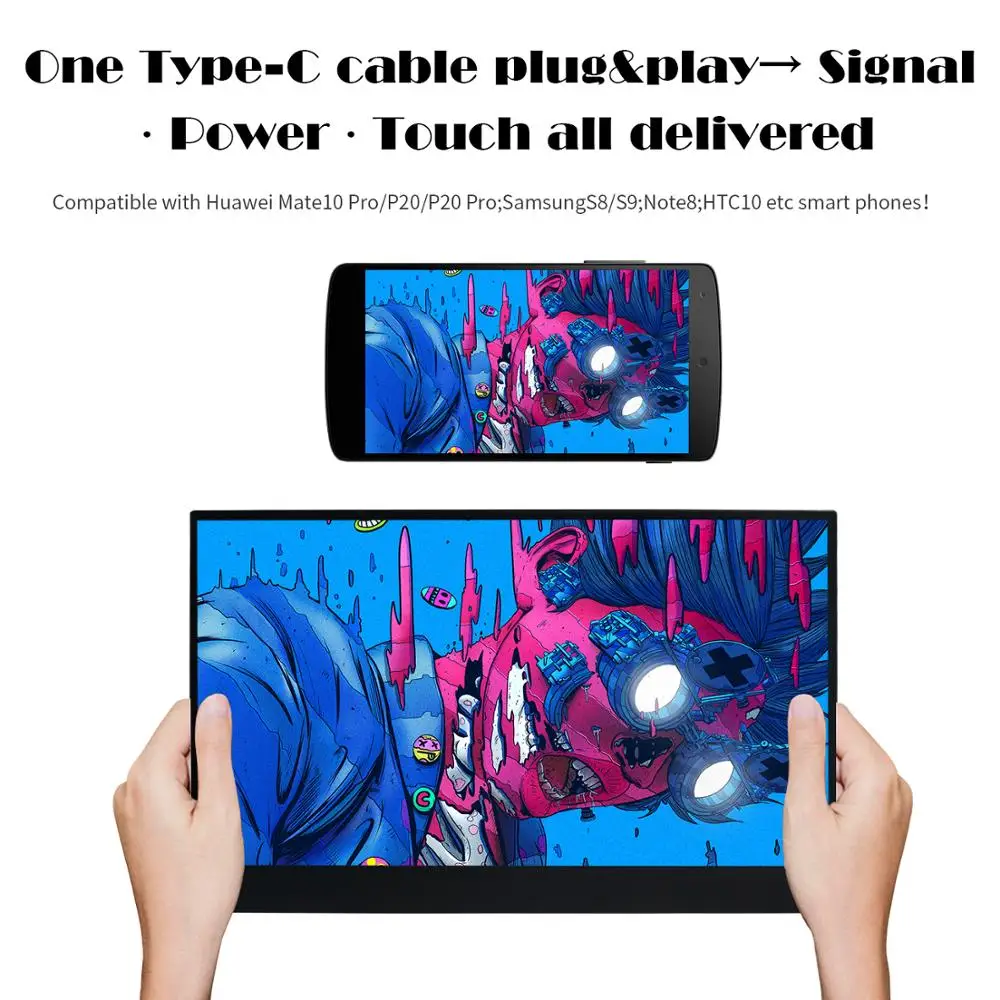 Wimaxit USB C Портативный монитор 15 6 &quotFull HD 1080p/60 Гц HDMI Тип встроенный VESA крепление для