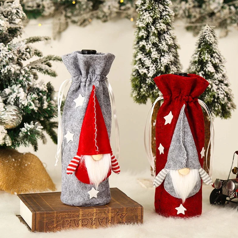 

Christmas Wine Bottle Cover Christmas Decorations For Home Ornament New Year Xmas Navidad Gifts Dinner Champagne Party Table
