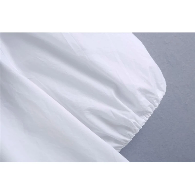 

Evfer Women Fashion Embroidery Peter Pan Collar Collar White Blouse Female Casual Short Sleeve Single Breasted Poplin Shirt Tops