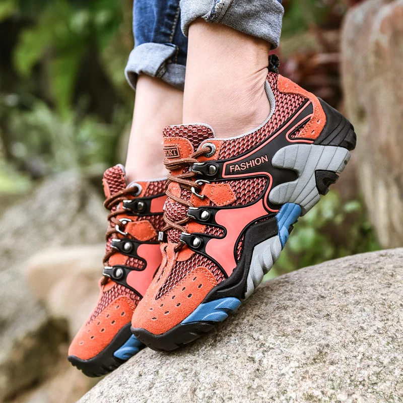 Fashion Brand Hiking Shoes For Men High quality Breathable Mesh Trekking Shoes Man Outdoor Blue Rock Climbing Shoes Sneakers