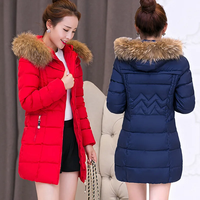 

Women Winter Jacket Parkas 2020 New Solid Hooded Medium Plus Size 12345 Female Down Cotton Jacket 6670