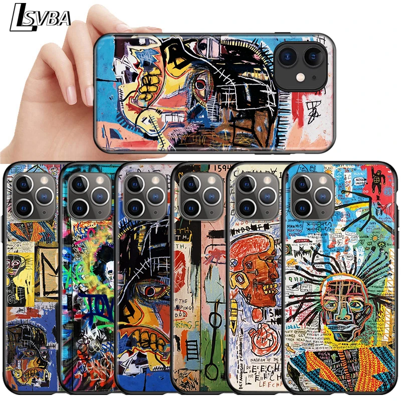 

Jean Michel Basquiat Art Graffiti For Apple iPhone 12 11 Pro Max mini XS Max XR X 8 7 6 6S Plus 5S SE 2020 Soft Black Phone Case