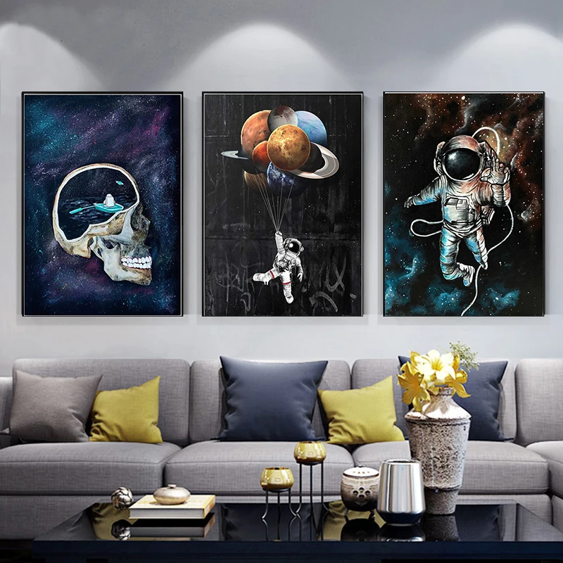 

Astronaut Outer Space Oil Canvas Painting on Kids Room Decor Dreaming Stars Poster and Print Wall Art Pictures Home Decoration