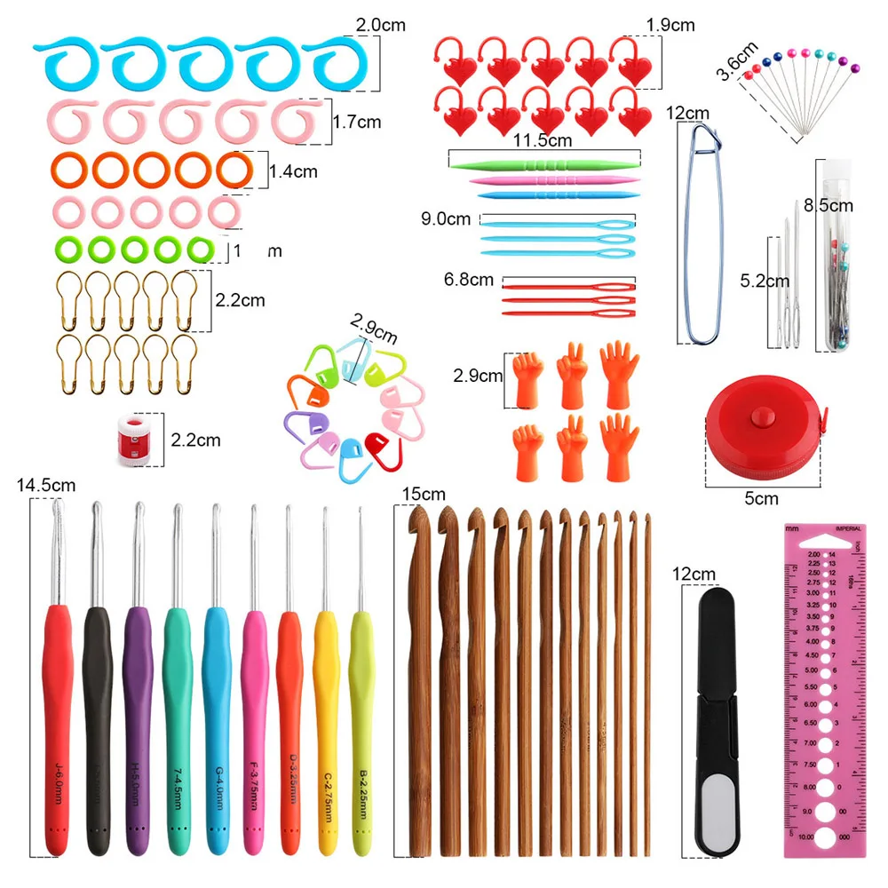 

Knitting Needles Set TPR Soft Handle Crochet DIY Hand-Make Stainless Steel Crochet Hooks Sweater Weaving Tools