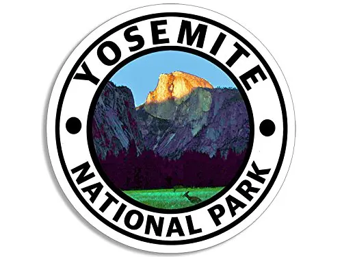 Для американского винила круглая наклейка Yosemite National Park (Hike Travel rv yose ca)|Наклейки
